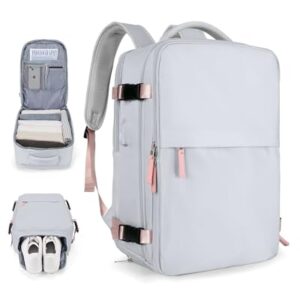 bergsalz Travel Backpack Essentials For Women Men Grey Airline Approved Personal Item Travel Bag Carry On Bag Gym Waterproof Backpack Purse College Laptop Bag