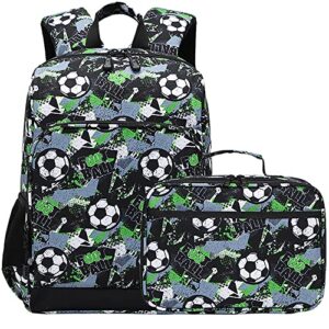 moccnora backpack for kids boys preschool backpack with lunch box soccer printed school bags for primary students