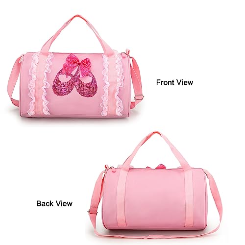 SEHXIM Cute Ballet Dance Backpack Tutu Dress Dance Bag Dance Bag for Girls Waterproof Small Duffle Bag for Kids Ballet Bags for Girl (Pink)