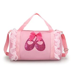sehxim cute ballet dance backpack tutu dress dance bag dance bag for girls waterproof small duffle bag for kids ballet bags for girl (pink)