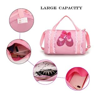 SEHXIM Cute Ballet Dance Backpack Tutu Dress Dance Bag Dance Bag for Girls Waterproof Small Duffle Bag for Kids Ballet Bags for Girl (Pink)