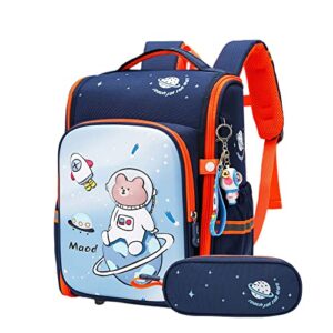 maod toddler backpack for boys cute kids elementary school backpacks with chest strap and a free pendant (dark blue)