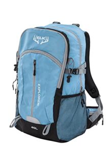 elk 40l hiking backpack, lightweight waterproof daypack with rain cover