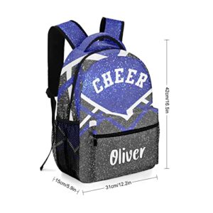 XOZOTY Black Blue Cheer Cheerleader Backpack Personalized Name Bag Bookbags Daypack for Kids Adult