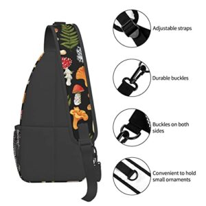 Yrebyou Mushroom Sling Bag for Women Sling Backpack Waterproof Shoulder Daypack Outdoor Camping Running Climbing