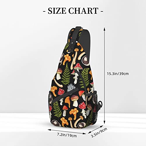 Yrebyou Mushroom Sling Bag for Women Sling Backpack Waterproof Shoulder Daypack Outdoor Camping Running Climbing