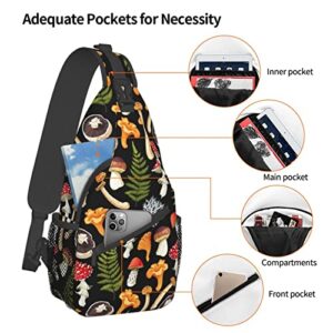 Yrebyou Mushroom Sling Bag for Women Sling Backpack Waterproof Shoulder Daypack Outdoor Camping Running Climbing