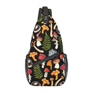 Yrebyou Mushroom Sling Bag for Women Sling Backpack Waterproof Shoulder Daypack Outdoor Camping Running Climbing