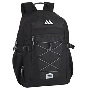 Reflective Dual Compartment Laptop Travel Backpack with Compression Straps, Side Pockets