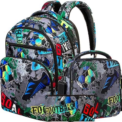 gxtvo 3PCS Laptop Backpack for Men, 17 Inch Water Resistant College Computer Bookbag with Lunch Box, Durable Business Bag Set for Teenagers Boys