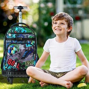 gxtvo 3pcs Rolling Backpack for Men, Adult Roller Bookbag Set with Wheels, Wheeled School Bag for Boys