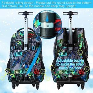 gxtvo 3pcs Rolling Backpack for Men, Adult Roller Bookbag Set with Wheels, Wheeled School Bag for Boys