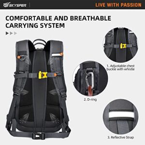 SKYSPER Small Daypack 20L Hiking Backpack Lightweight Travel Day Pack with Waist Strap for Women Men(Darkgray)