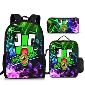 uqesjik 3pcs backpack set bookbag lightweight laptop backpack insulated lunch box cute pencil case daypack shoulder bags