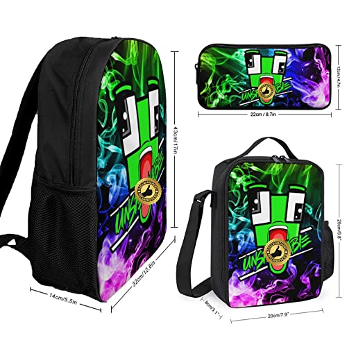 Uqesjik 3Pcs Backpack Set Bookbag Lightweight Laptop Backpack Insulated Lunch Box Cute Pencil Case Daypack Shoulder Bags