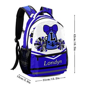 Zaaprint Customized Bright Blue Cheer Cheerleaders Waterproof Backpack with Name for Hiking Camping Picnic