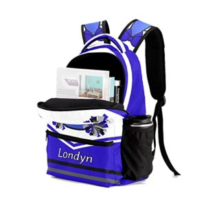 Zaaprint Customized Bright Blue Cheer Cheerleaders Waterproof Backpack with Name for Hiking Camping Picnic