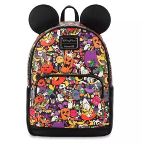 loungefly disneyparks halloween allover print characters mini backpack