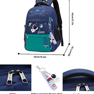 Astronaut Backpack for Boys Teens, Large Capacity School Bag Bookbag for Kids Elementary Middle (Blue Cyan)