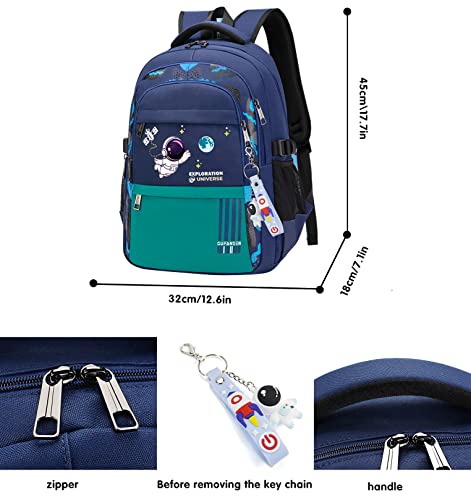 Astronaut Backpack for Boys Teens, Large Capacity School Bag Bookbag for Kids Elementary Middle (Blue Cyan)