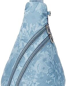 Sakroots Women's On The Go Sling Backpack in Nylon Eco Twill, Denim in Bloom