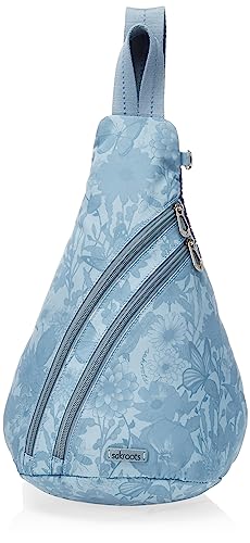 Sakroots Women's On The Go Sling Backpack in Nylon Eco Twill, Denim in Bloom