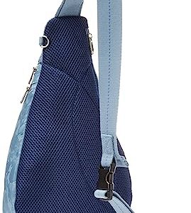 Sakroots Women's On The Go Sling Backpack in Nylon Eco Twill, Denim in Bloom