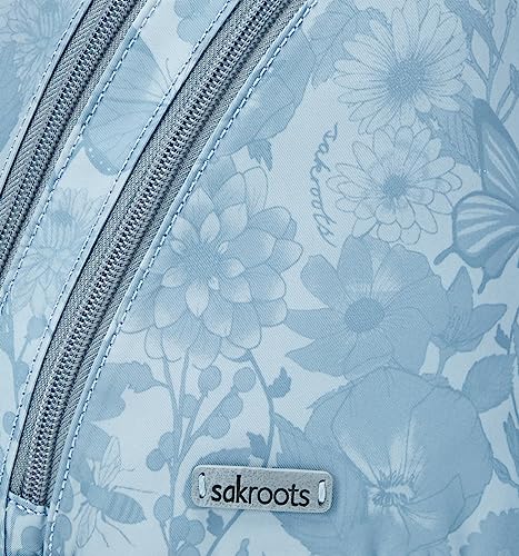 Sakroots Women's On The Go Sling Backpack in Nylon Eco Twill, Denim in Bloom