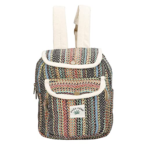 LONGING TO BUY Hemp Small Backpack, Hemp Backpack For Men & Women (Green Multi)