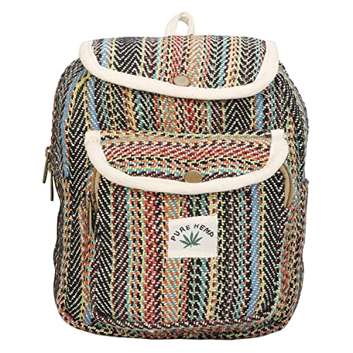 LONGING TO BUY Hemp Small Backpack, Hemp Backpack For Men & Women (Green Multi)