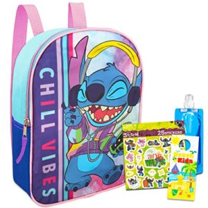 disney stitch mini backpack set for girls - bundle with 11'' lilo and stitch backpack, water bottle, stickers, more | stitch mini backpack