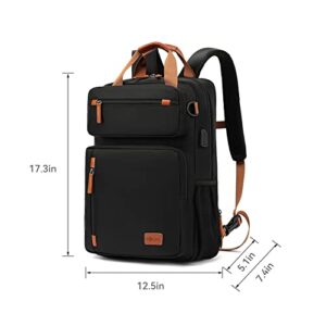 DWQOO 3 in 1 Travel Laptop Backpack,15.6 inch Computer bags for Men and Women, Expandable,Nylon material, Convertible Briefcase, Black