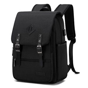 kyalou lightweight casual laptop backpack with usb charging port for for men and women, bookbag for college - black