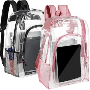 amylove 2 pieces clear backpack pack heavy duty clear plastic backpack pvc transparent bookbag see through backpacks for kids women men