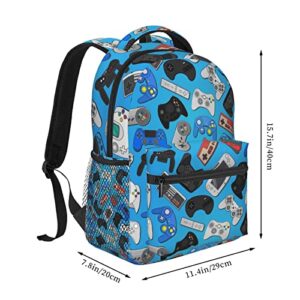 Fiokroo Video Game Controller Background Backpack School Bag For Students Teens Men Women Gaming Theme Laptop Backpacks Travel Daypack Bag With Multiple Pockets