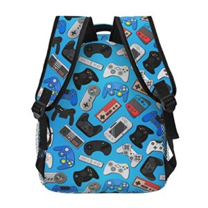 Fiokroo Video Game Controller Background Backpack School Bag For Students Teens Men Women Gaming Theme Laptop Backpacks Travel Daypack Bag With Multiple Pockets