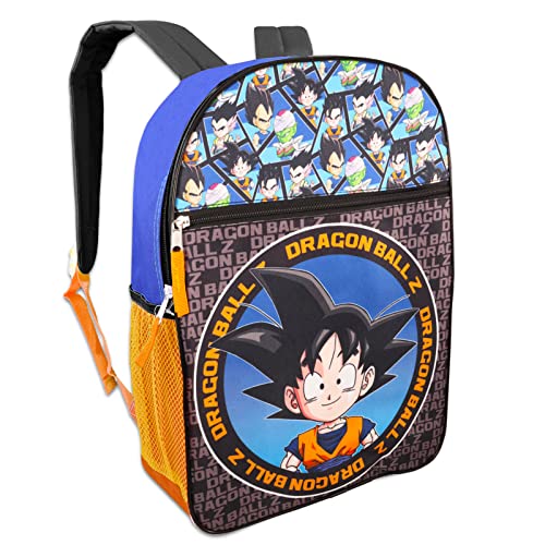 Action Comics Dragon Ball Z Backpack with Lunch Box - Bundle with 16” Dragon Ball Backpack, Dragon Ball Lunch Bag, Stickers, More | Dragon Ball Backpack for Boys