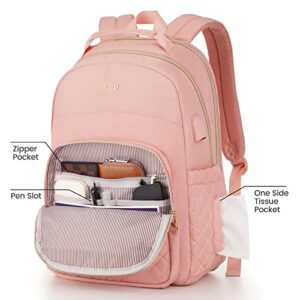 RJEU Girls School Backpack,Cute Backpack for Women with Laptop Compartment,Teen Bookbag for College Travel Work,Mochilas Escolares para Niñas,Pink