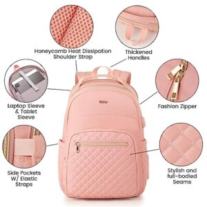 RJEU Girls School Backpack,Cute Backpack for Women with Laptop Compartment,Teen Bookbag for College Travel Work,Mochilas Escolares para Niñas,Pink
