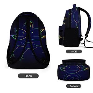 QIWCANM Stylized Rainbow Axolotl Backpacks for Boys and Girls Lightweight 16 Inch Backpacks Personalized Bags for Kids Gift