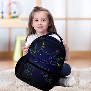 QIWCANM Stylized Rainbow Axolotl Backpacks for Boys and Girls Lightweight 16 Inch Backpacks Personalized Bags for Kids Gift