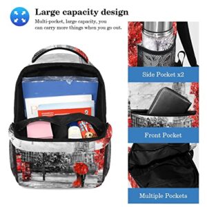 TBOUOBT Travel Backpack Set Lightweight Laptop Casual Backpack for Women Men, London Bigben Bus Landscape Retro Romantic