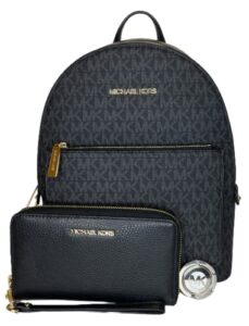 michael kors michael michael kors adina md backpack bundled with matching lg flat mf phone wallet purse hook (signature mk black)