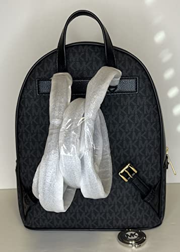 Michael Kors MICHAEL Michael Kors Adina MD Backpack bundled with matching LG Flat MF Phone Wallet Purse Hook (Signature MK Black)