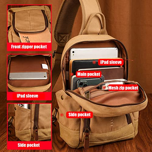 XINCADA Mens Sling Backpack Canvas Shoulder Bag Small Mesenger Bag for Travel