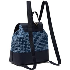 Tommy Hilfiger Mercer II Flap Backpack Square Monogram Jacquard Charcoal Blue/Breezy Blue One Size