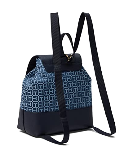 Tommy Hilfiger Mercer II Flap Backpack Square Monogram Jacquard Charcoal Blue/Breezy Blue One Size