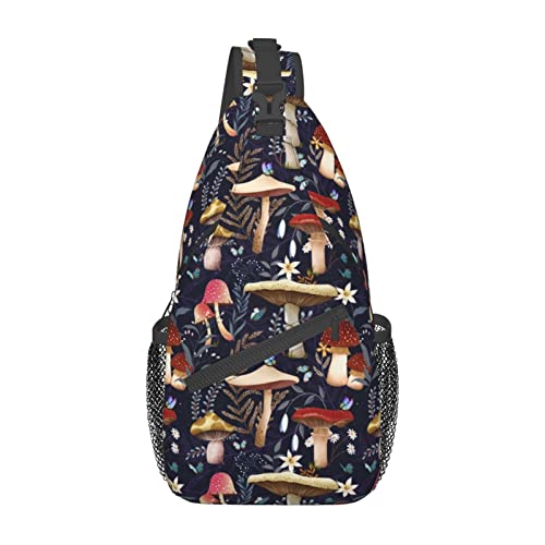 Colorful Mushrooms Sling Bag crossbody bags for women Sling Backpack Travel Hiking Casual Daypacks Chest Shoulder Bag