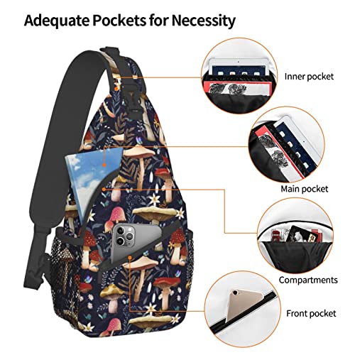 Colorful Mushrooms Sling Bag crossbody bags for women Sling Backpack Travel Hiking Casual Daypacks Chest Shoulder Bag