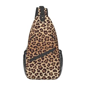 leopard print sling bag for women men crossbody shoulder backpack brown leopard seamless pattern imitation of wildlife animal skin chest bags cute cheetah print gym bag travel hiking casual daypack